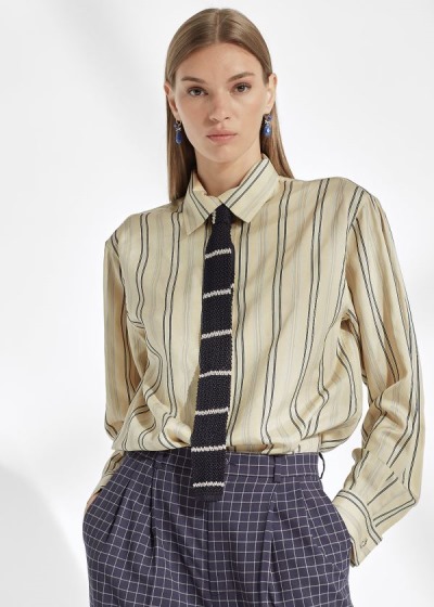 Women's Ralph Lauren Alyssa Striped Silk Shirts | 162958RJD